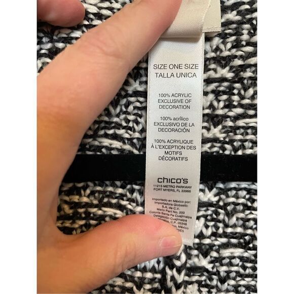 Chicos Black-And-White Knit Ruana One Size - Picture 8 of 15